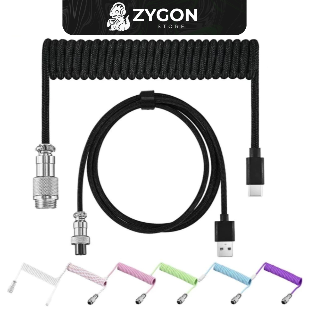 Cabo Coiled / Enrolado para Teclado Mecânico USB Tipo-C Premium Reforçado - Original | Resistente