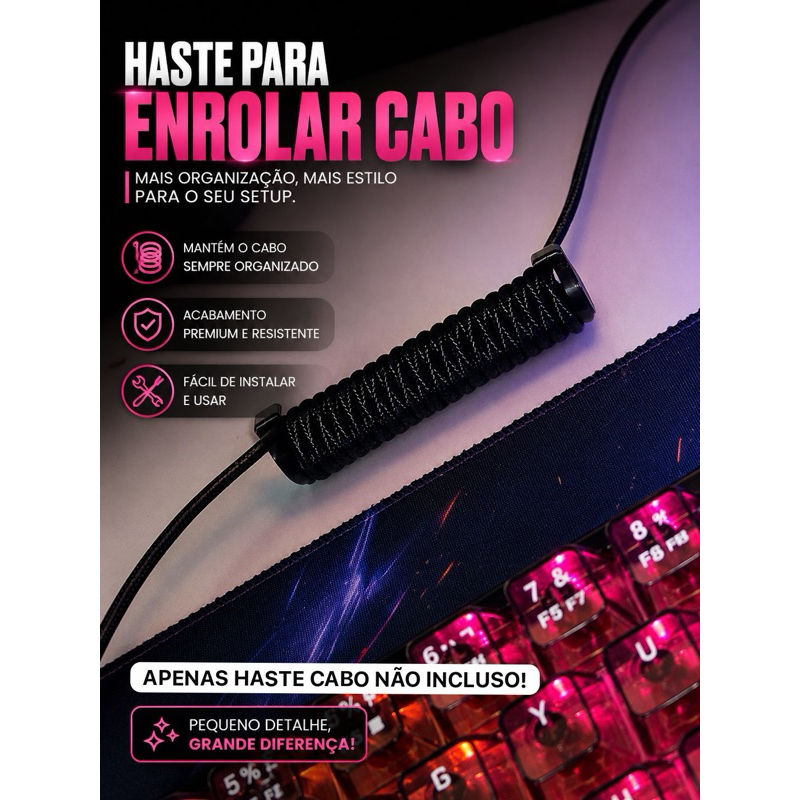 Haste para Enrolar Cabo de Teclado | Decoração para Setup Gamer - Coiled Cable Winder
