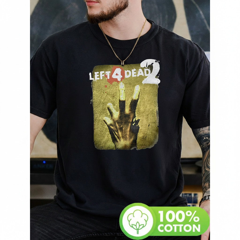 Camiseta Masculina Left 4 Dead 2 Estampa de Mão Moderna Premium Atemporal Casual