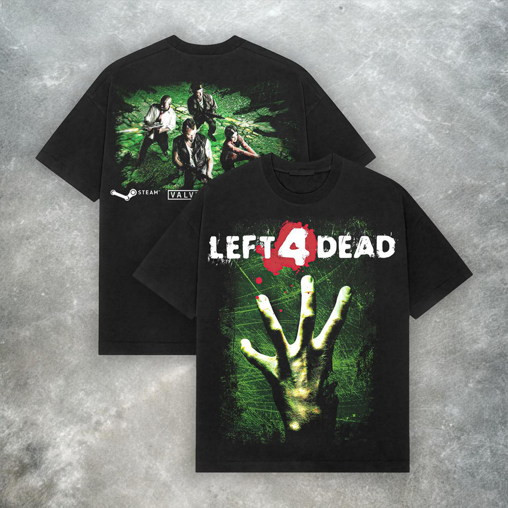 Camiseta Masculina Feminina Left 4 Dead Jogo Zumbi Frente e Costas T-shirt Unissex Streetwear Envio Imediato