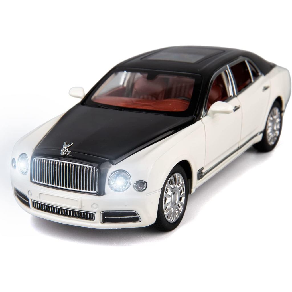 BDTCTK Compatible for 1:24 Scale Bentley Mulsanne Diecast Cars Models, Pull Back Car Toys with 6 Open Doors, Light and S
