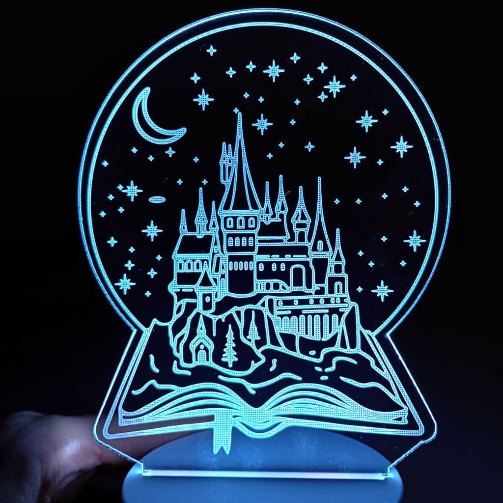 Abajur Luminária Castelo de Hogwarts Livro Led 3D de Mesa ac0252 Presente Criativo Luz Noturna harry potter geek legal