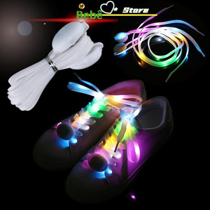 BRKC LED Cadarços De Sapato Flash Light Up Colors Glow Piscando Algodão Para Festa Cool