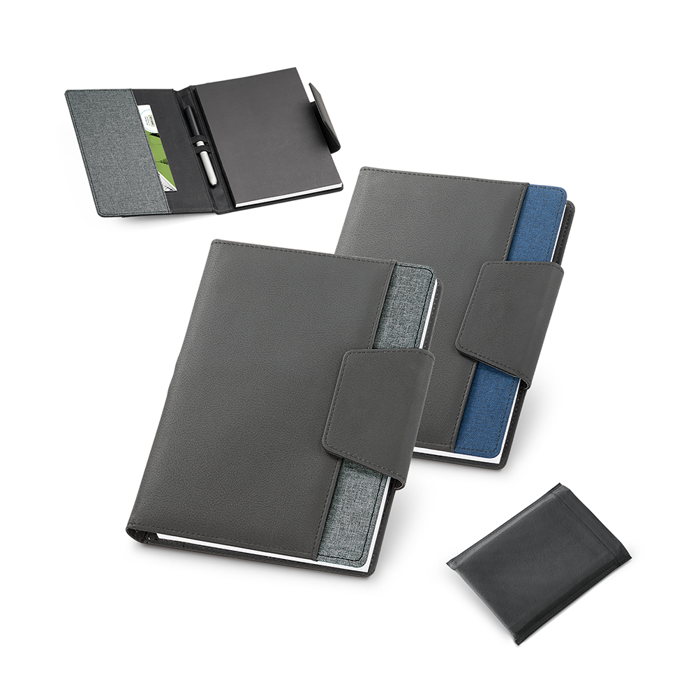 kit capa + caderno fecho magnetico 15x21 80 folhas sem pauta