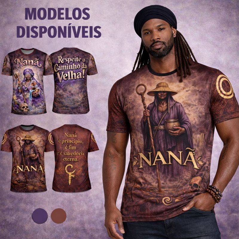 Camiseta Nanã Arte Afro Religiosa Full Print Estilosa Camisa Unissex Tecido Confortável