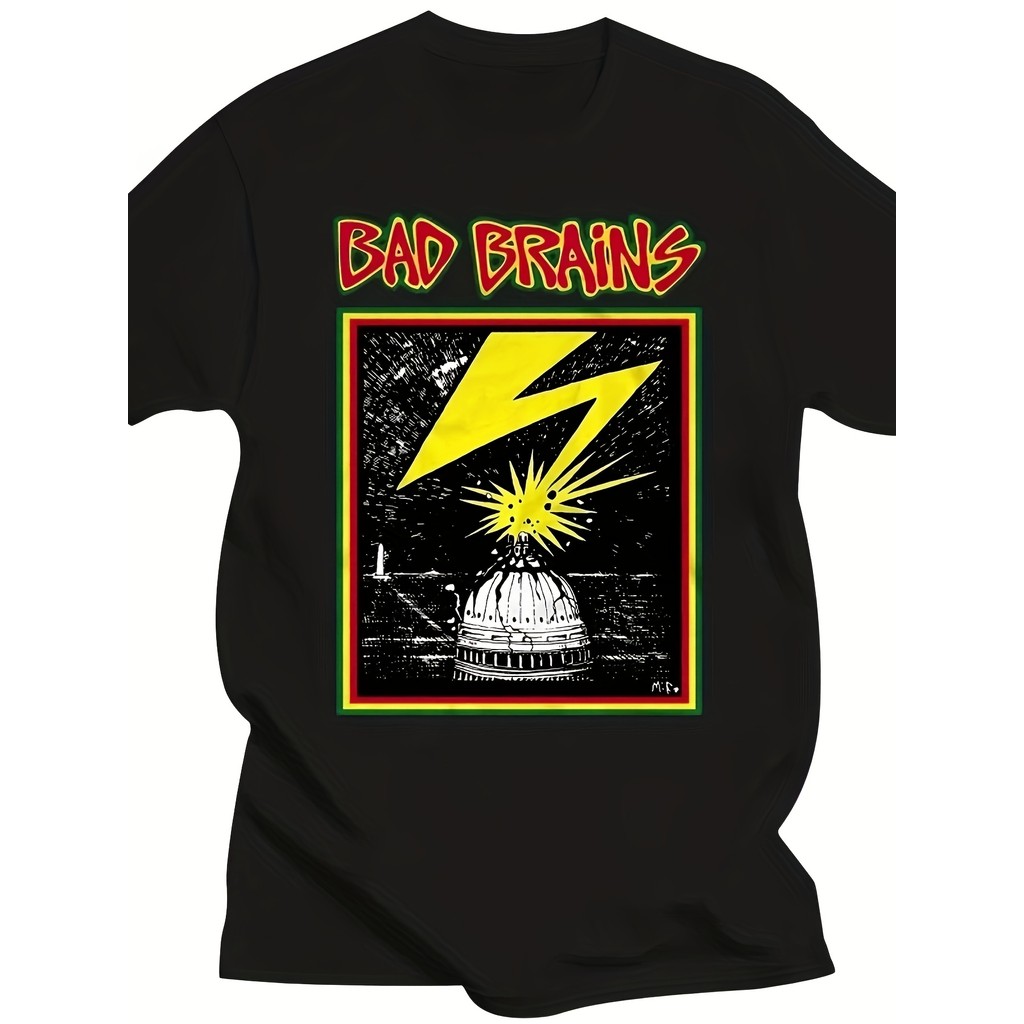 Camiseta Oversized T-shirt BAD BRAINS Band Capitol Print Logo Korean Style Loose Confortável Estilosa Versátil Casual Co