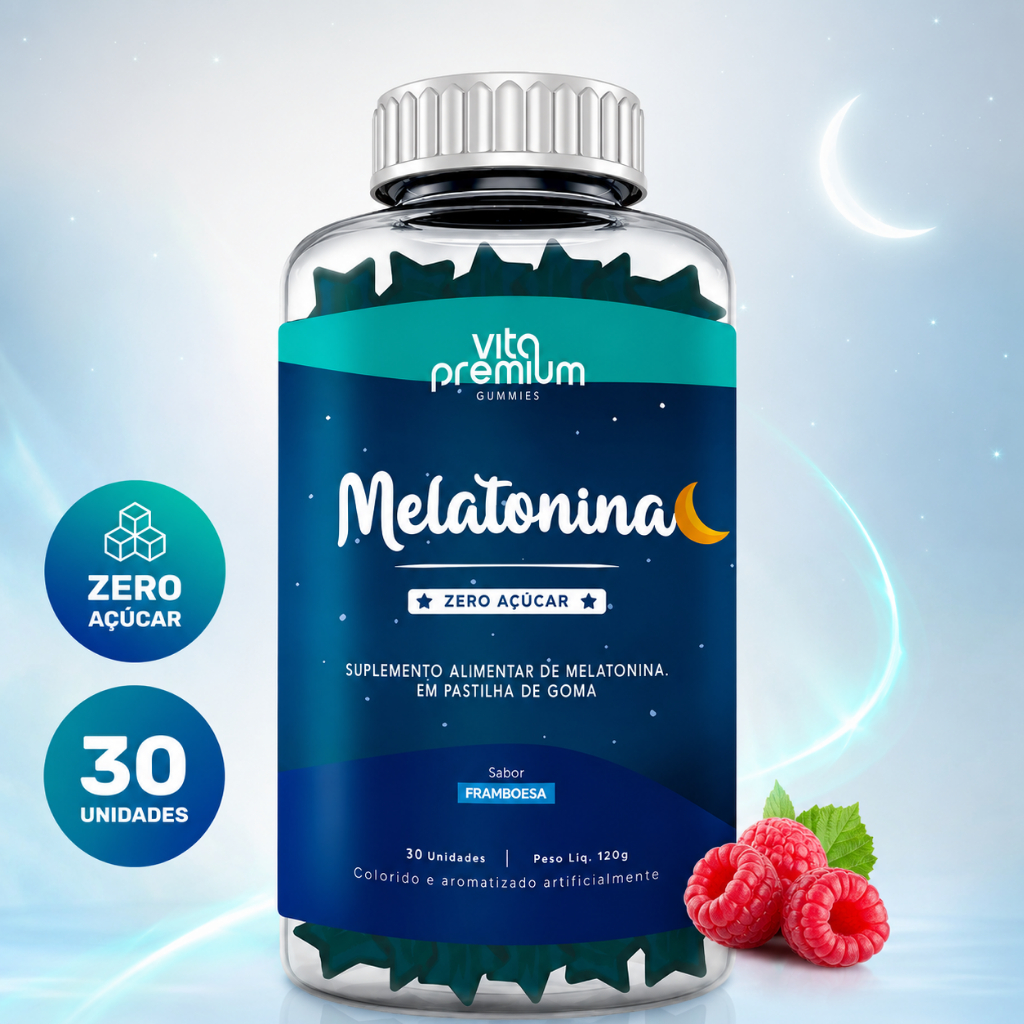 Melatonina em Gomas Vita Premium Zero Açúcar Framboesa 30 Unidades