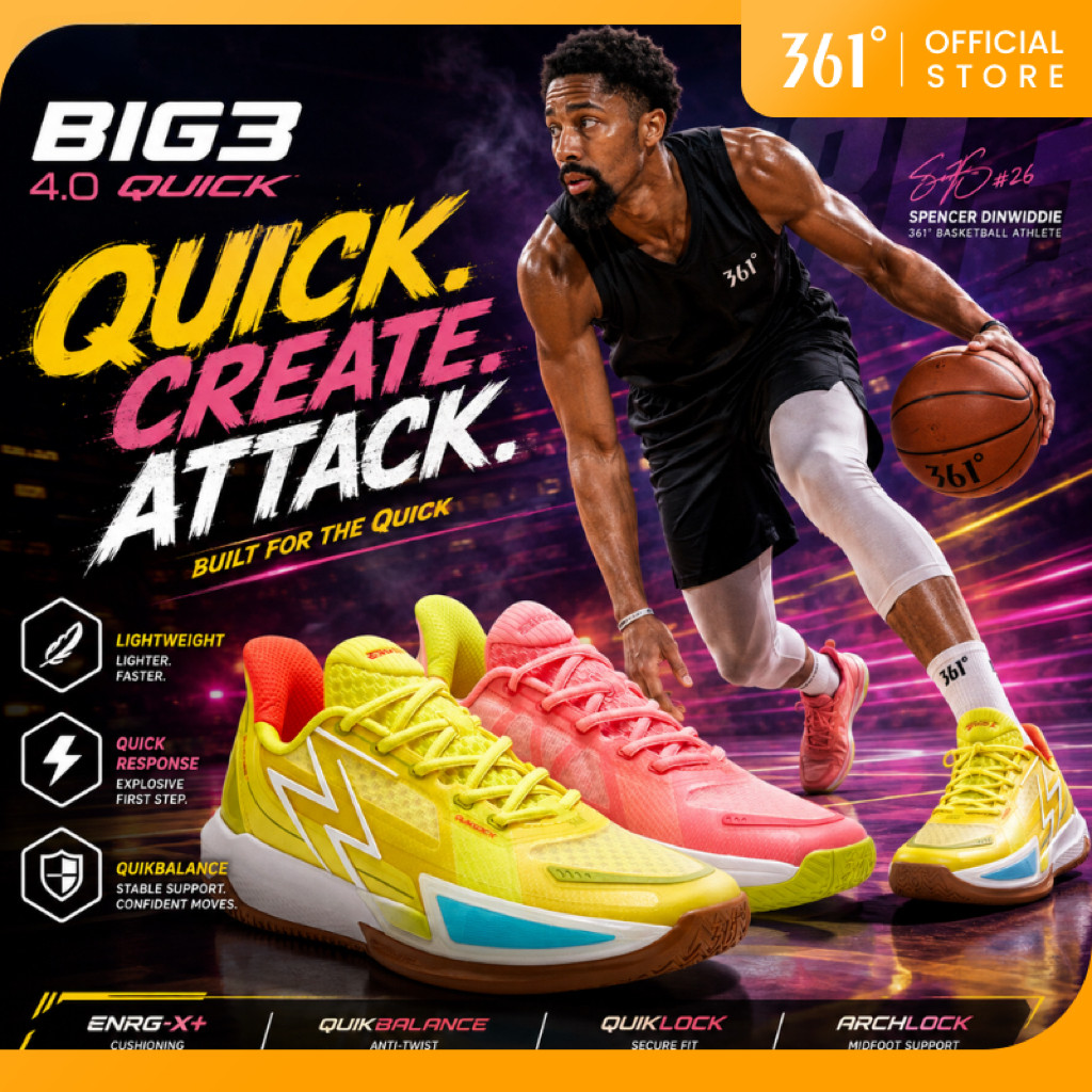 361 Degrees Big3 4.0 Men Tênis De Basquete Rápido Resistente Ao Desgaste Cano Baixo Amortecimento Profissional 572321105