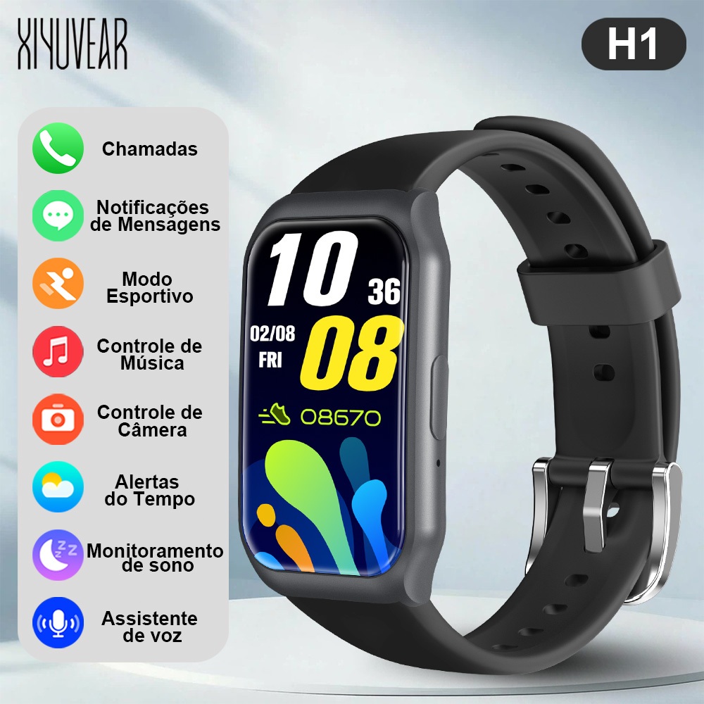Novo Smartwatch H1, Full HD IPS Display,Chamadas, Message Notifications,Android and iOS.