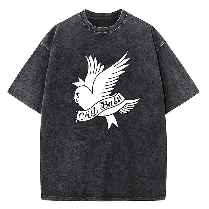 Lil Peep Cry Baby Washed Tshirt Cotton High Quality male Gothic kawaii anime women tshirt Vintage kawaii Pop Culture Dig