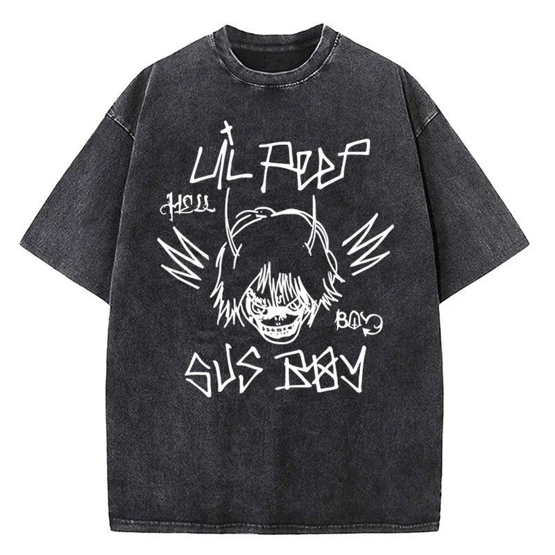 Lil Peep Cry Baby Washed Shirt Cotton High Quality male Y2k women Gothic top tees Pop Culture Punk streetwear Y2k 2000s