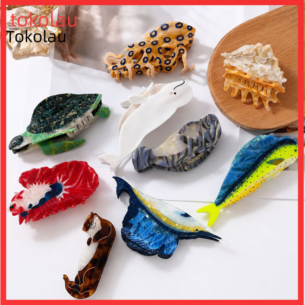 Handmade Acetate Hair Accessories Versatile Styling Clips Sea Claw Clip for Women – Lightweight Ocean Theme Hairpin wi