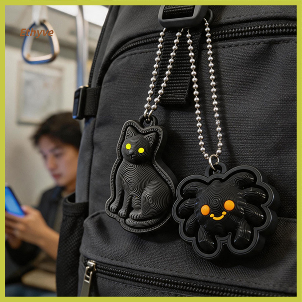 Decompression Toys Stress Relief Fidget 3d Printed Cat Spider Keychain – Cute Silent Toy Portable Clicker for Backpack