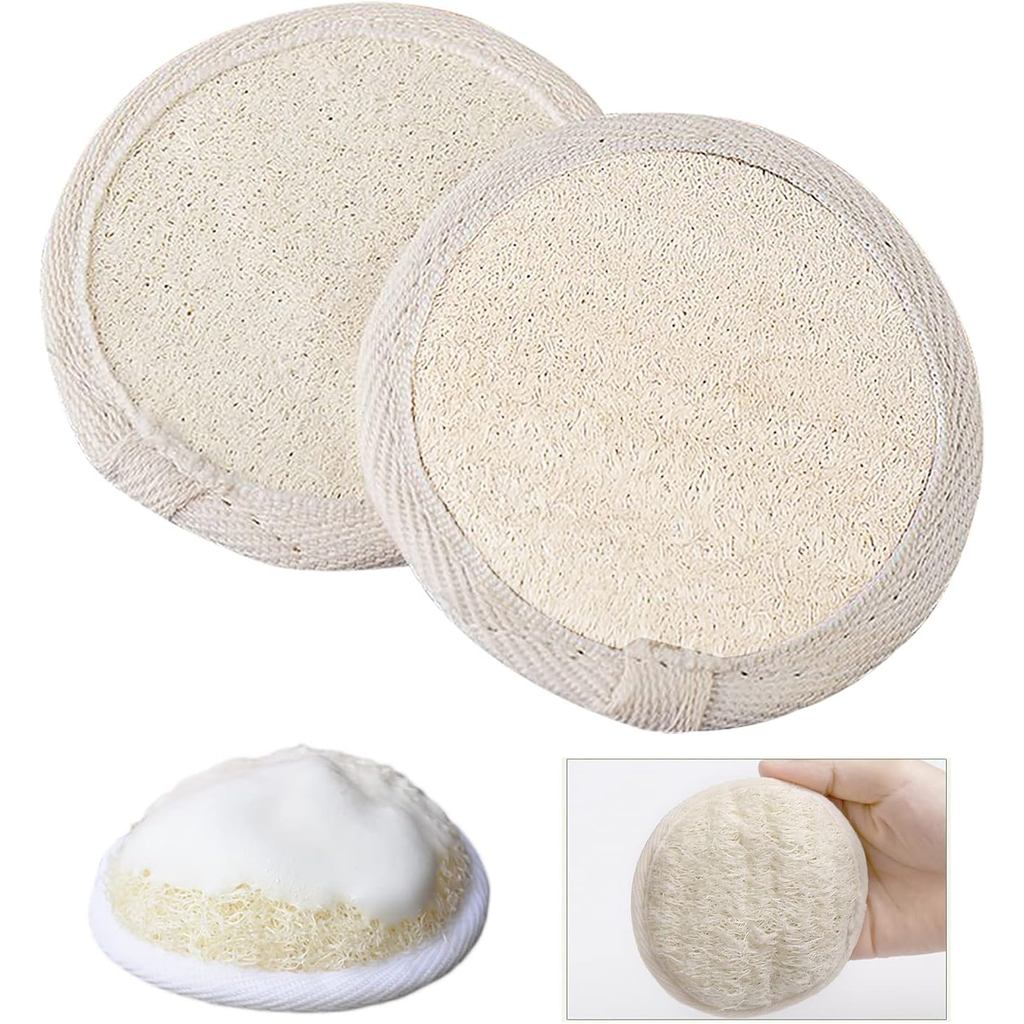 Natural Loofah Pads, Face Exfoliator Pad Scrubber Handheld Luffa Pad Sponges Suitable for Bathing, Showering, spa Facial
