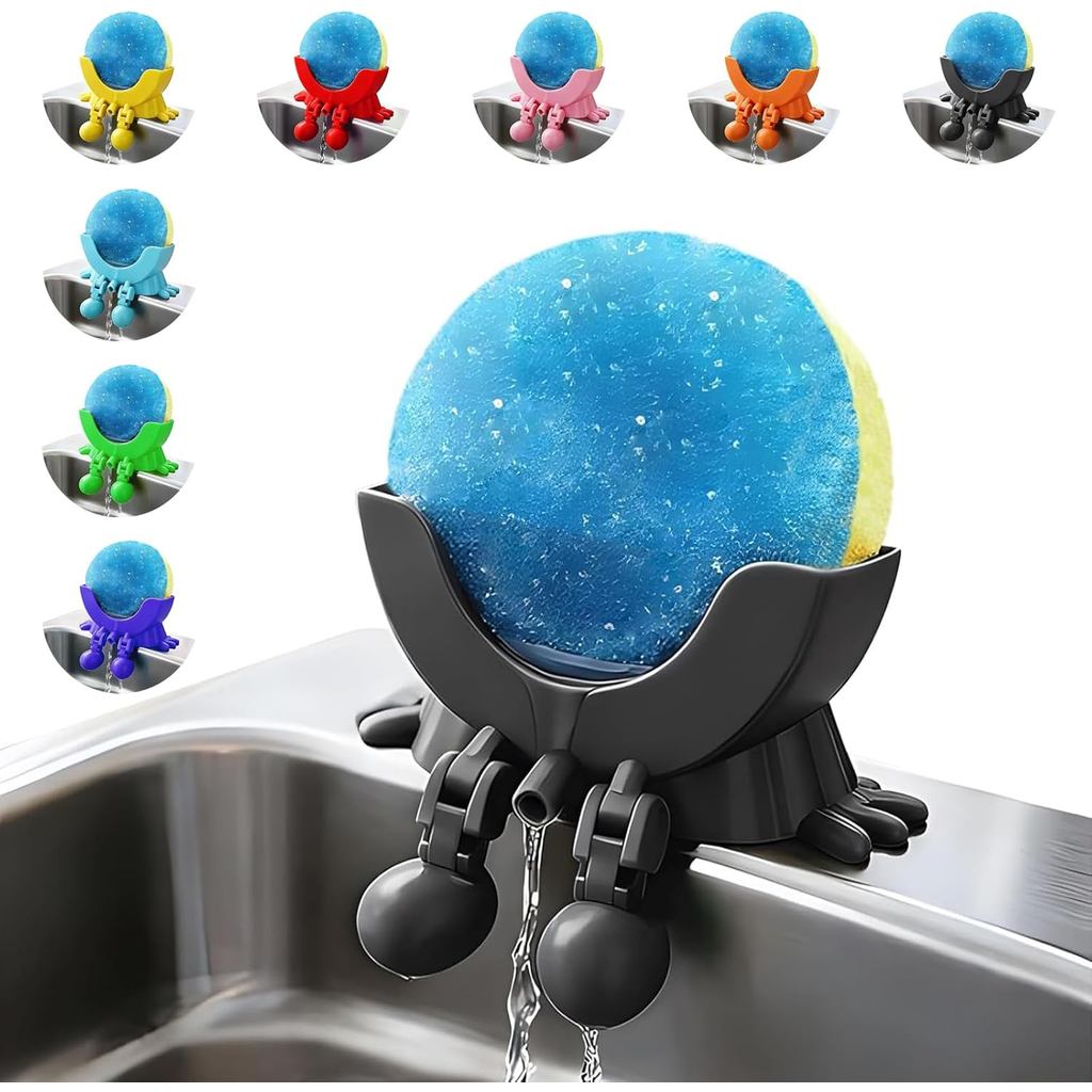 Cute Hanging Sponge Holder with Drainage, 3D Printing Funny Countertop Sponge Holder for Kitchen Sink, Suitable for Scru