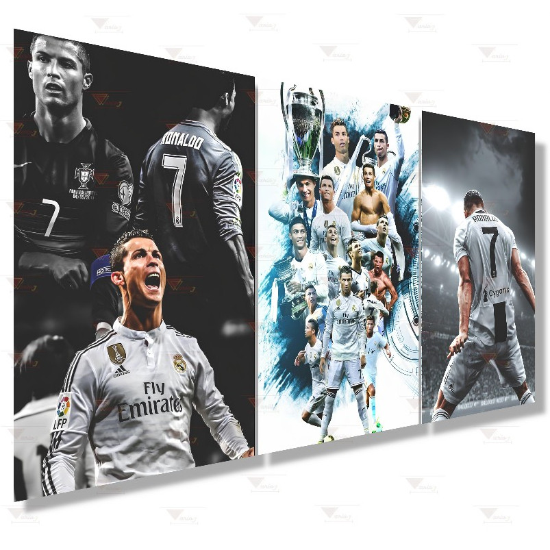 Kit 3 Quadros Decorativos CR7 Cristiano Ronaldo Real Madrid - Excelente Qualidade
