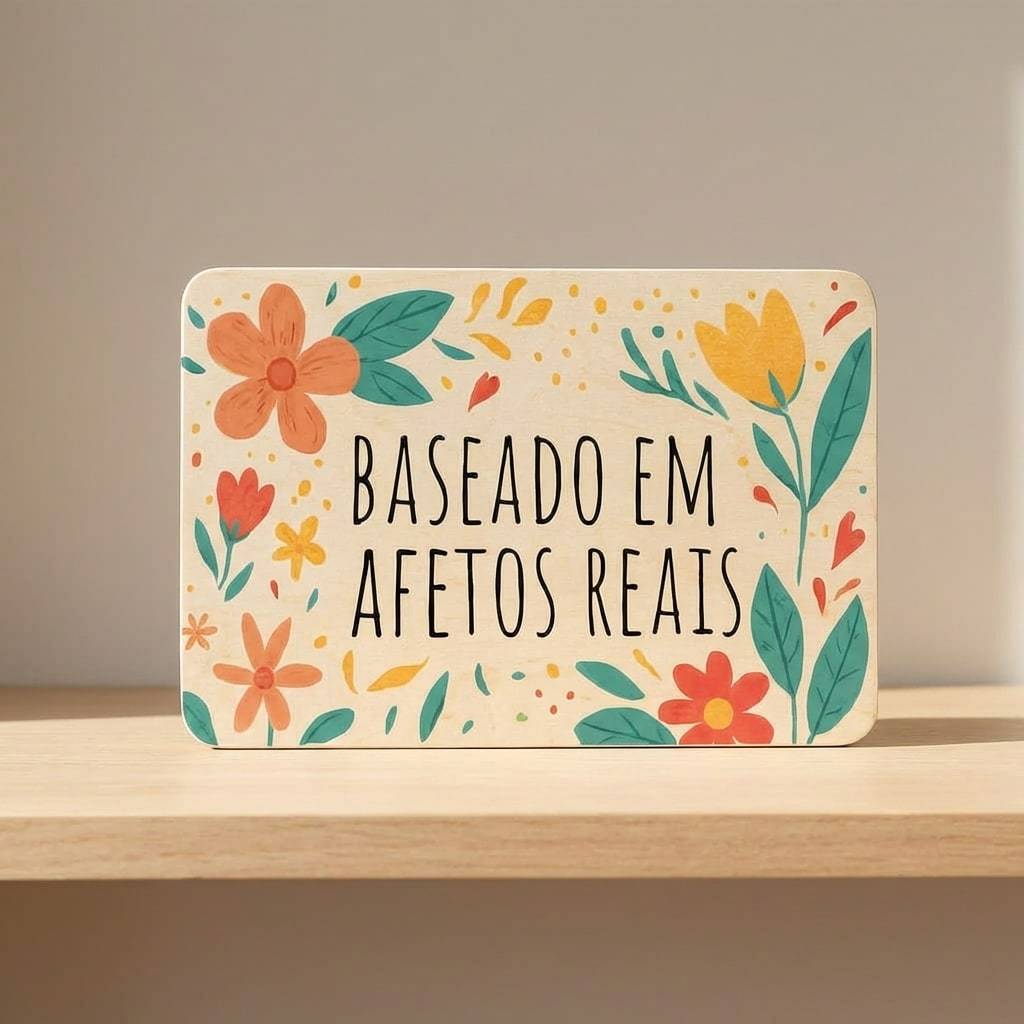 Quadro Decorativo Em Madeira Frase Baseado Em Afetos Reais Sala Quarto