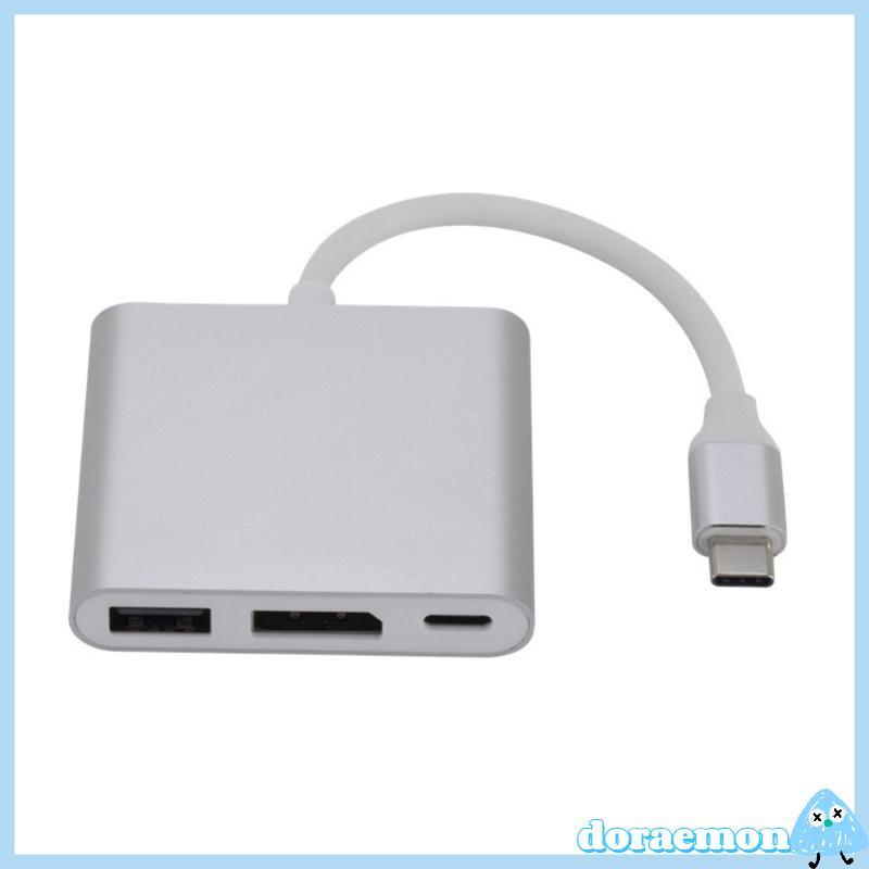 Adaptador Link Type C Para DisplayPort 3 Portas Acesso USB-A E Uso Energia