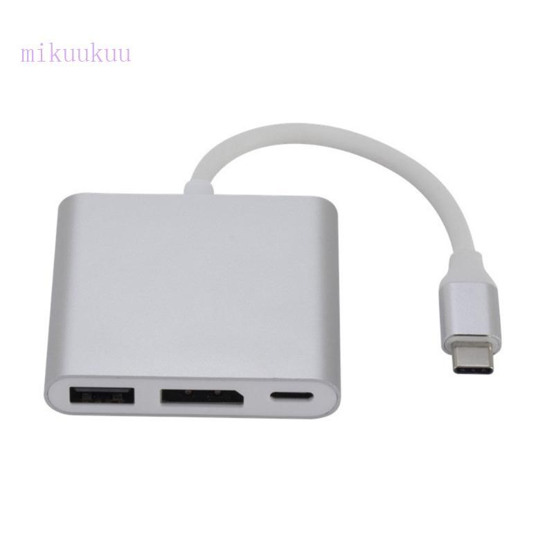 Adaptador Tela DisplayPort MIku Type C Acesso USB-A Para Unidade Entrada Energia Mesa T