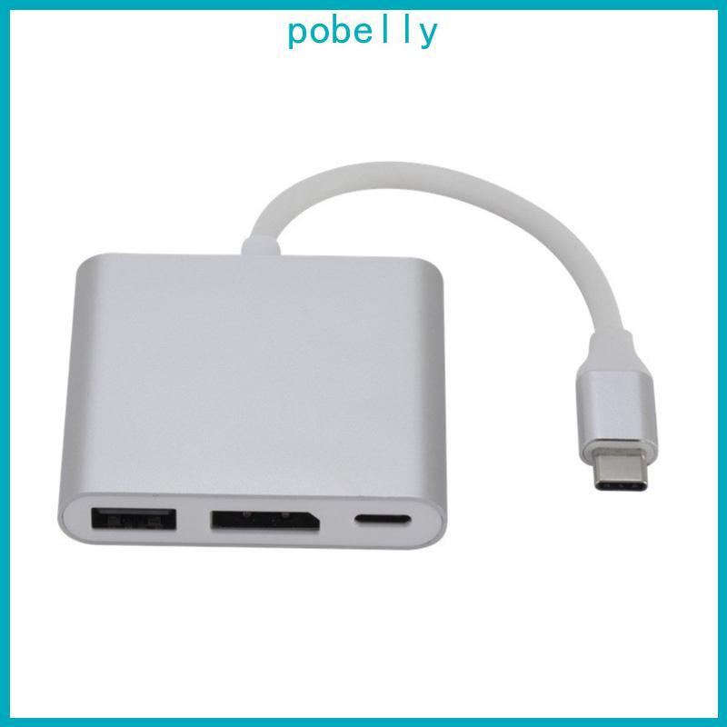 Adaptador Pob Monitor E TV DisplayPort Para Uso Tipo C Acesso USB-A Entrada Energia Mesa Diária, Trabalho, Viag