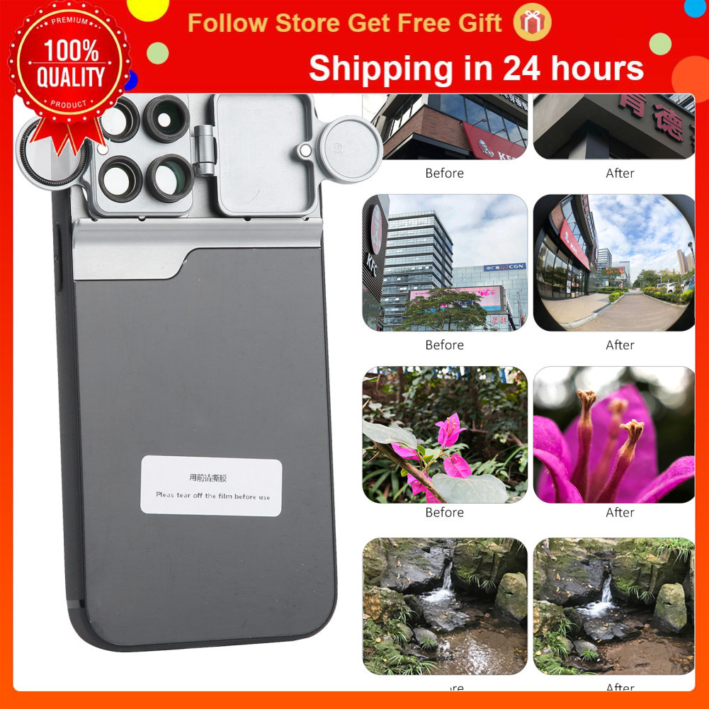 Swsww Capa de telefone multilente 2X Telefoto 10X Macro 160° Kit de filtro Fisheye CPL Liga de alumínio + borracha