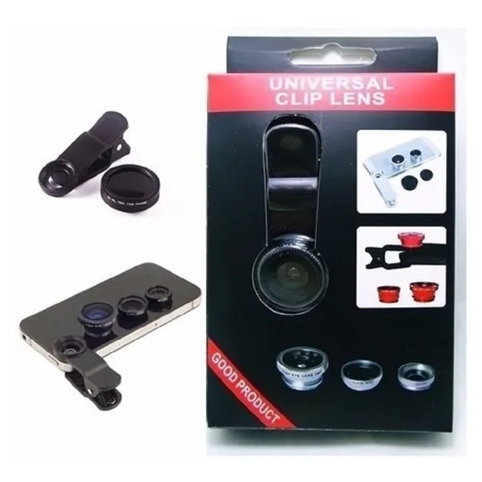 Kit Lente 3x1 Fisheye + Wide + Macro iPhone 4 5s 5c 6 6s CELULARES ANDROID IOS
