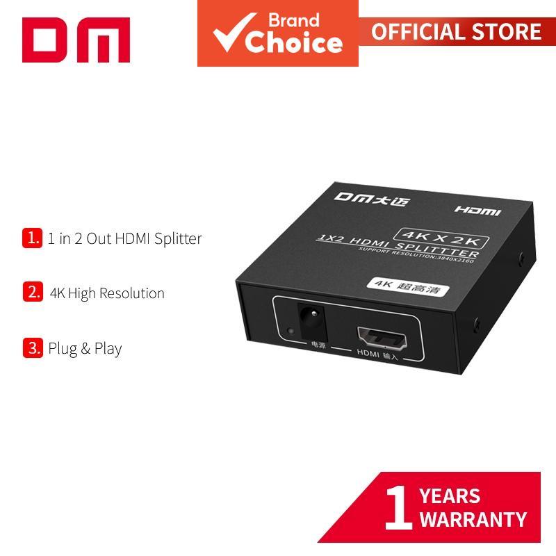 Divisor HDMI DM CHB078 1x2 4K, corpo totalmente metálico, plug & play para monitor, TV e projetor