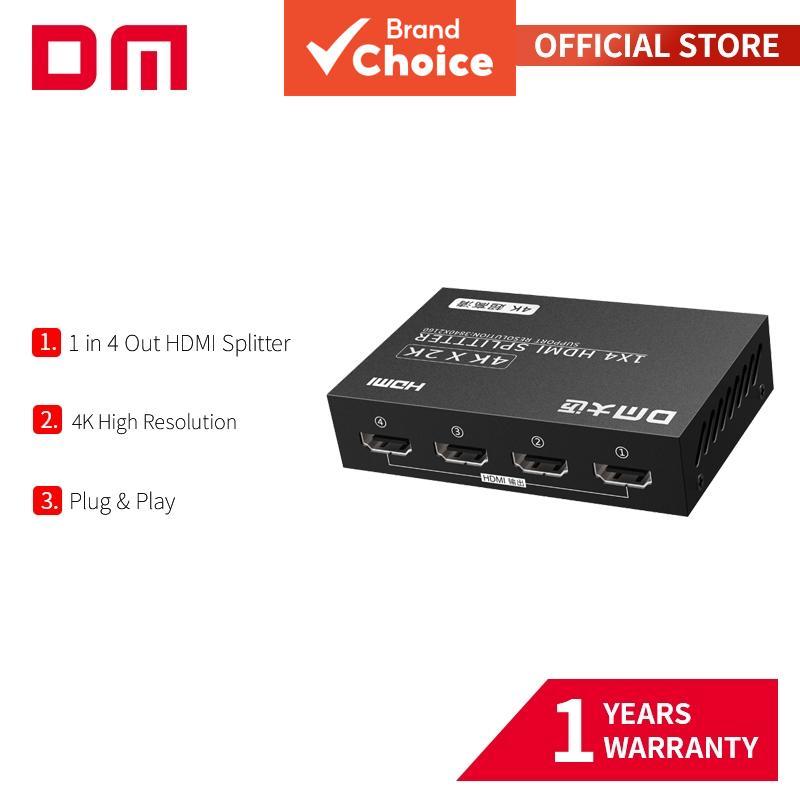 Divisor HDMI DM CHB079 1x4 4K, corpo todo em metal, Plug & Play, para monitor, TV e projetor