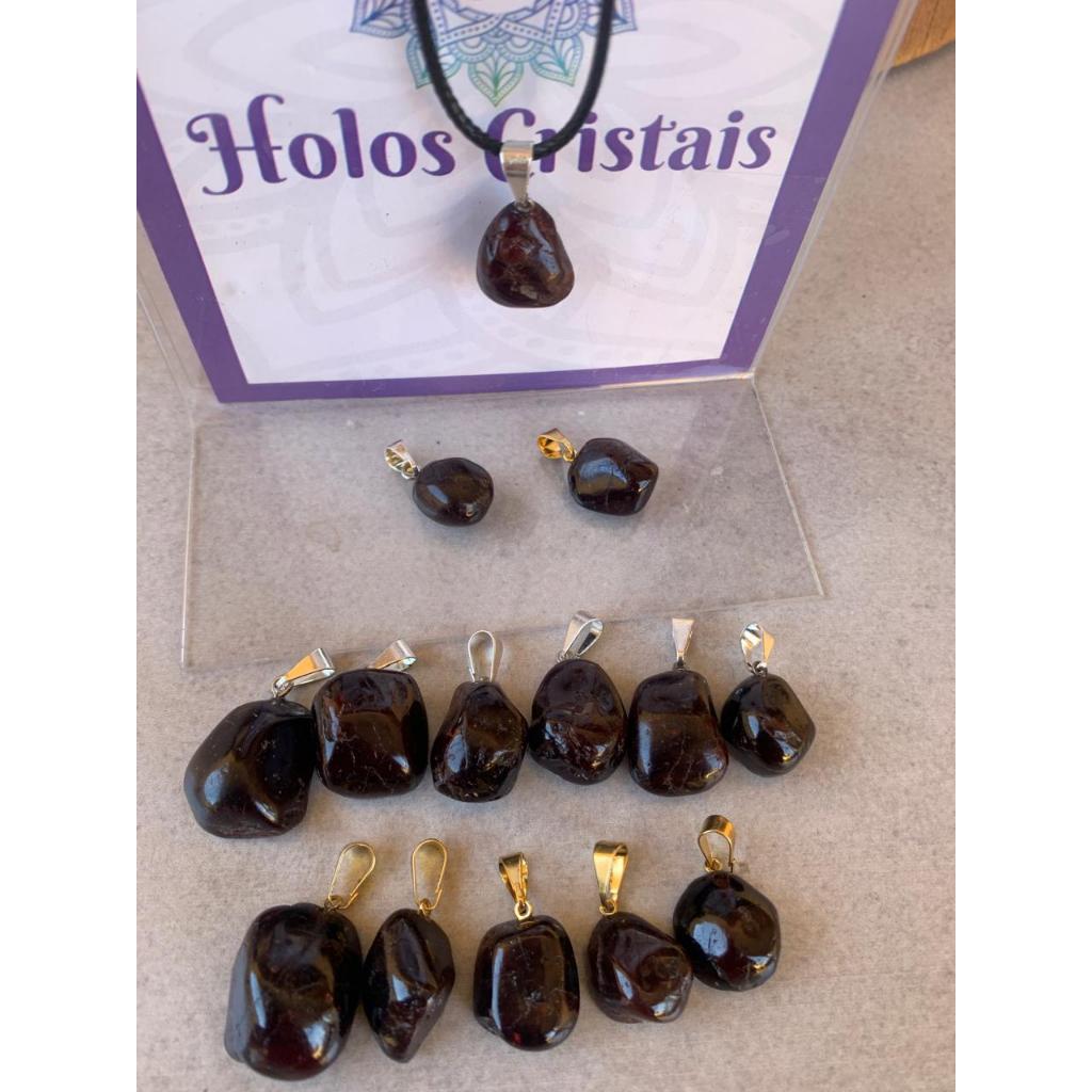 Pingente de Pedra Granada. Pedra natural Garnet Stone