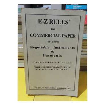 Commercial Paper Including Negotiable Instruments & Payments de Jack S. Ezon; Jeffrey S. Dweck 7041237