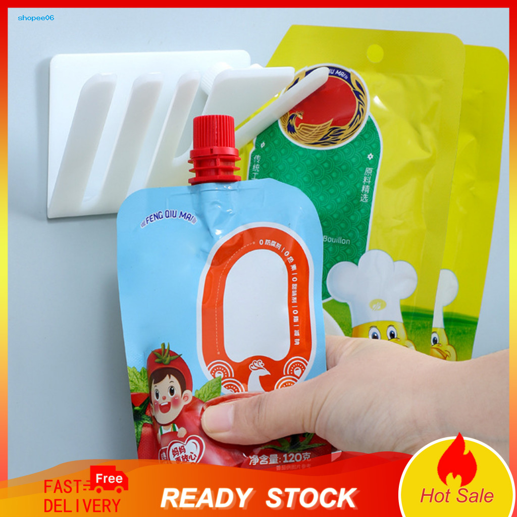 Storage Rack Meal Bag Organizer Tray 1/2/3 Pcs Wall-mounted Refrigerator Strong Load-bearing Kitchen Shelf with Utensil