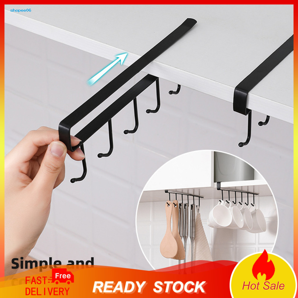 Metal Cup Holder Organizer 1/2/3 Pcs Under-cabinet Mug Rack Strong Load-bearing Utensil Easy to Install Kitchen Storage