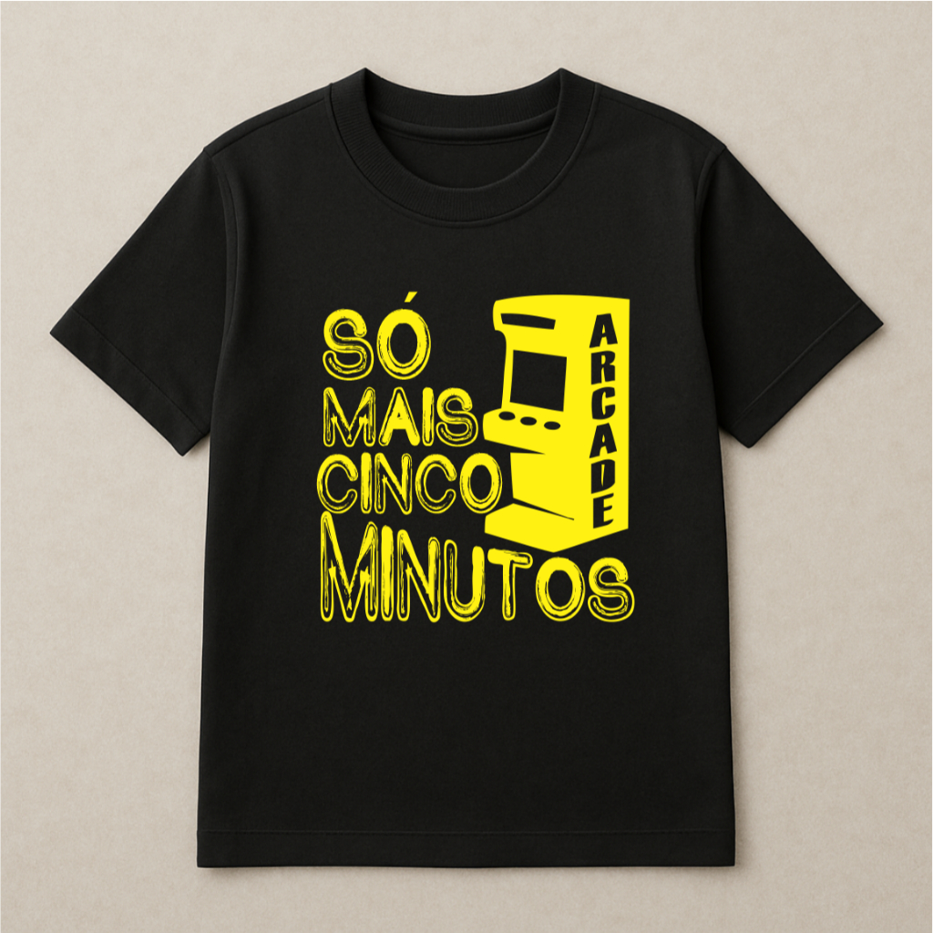 Camiseta Gamer Arcade Retrô Unissex Estampa Premium Fliperama 100% Poliéster Acabamento E Durabilidade