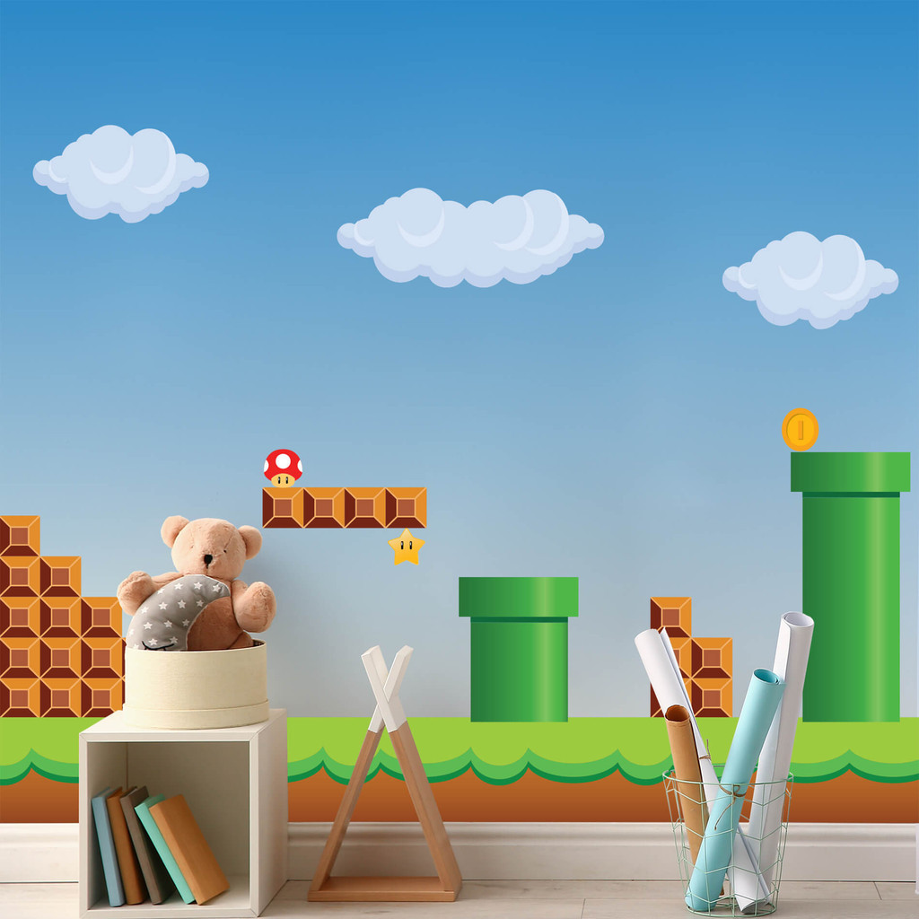 Papel de Parede Quarto Menino Videogame Arcade Colorido 9m²