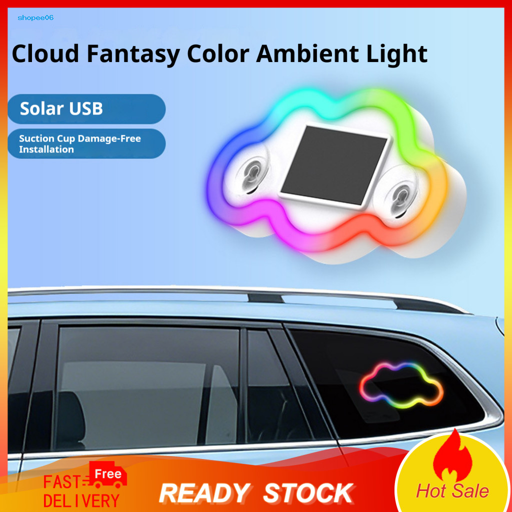 Night Driving Soft Light Car Solar Ambient Cloud Multi-color Led Wireless Waterproof Atmosphere Lamp for Triangle Window