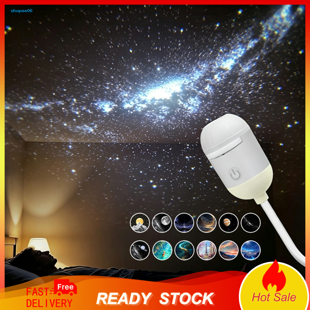 Star Projector Lamp Ambient Usb Night Light with Flexible Gooseneck 3/4/6/12/24 Projection Films Led for Bedroom Ceiling