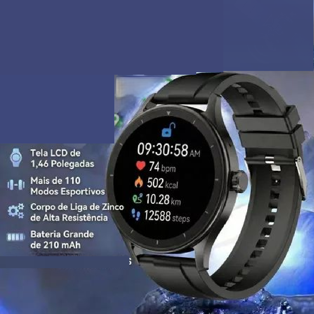 Novo Relógio Inteligente S30 Masculino com NFC Integrado, Display HD AMOLED, Monitor de Frequência Cardíaca e Rastreador