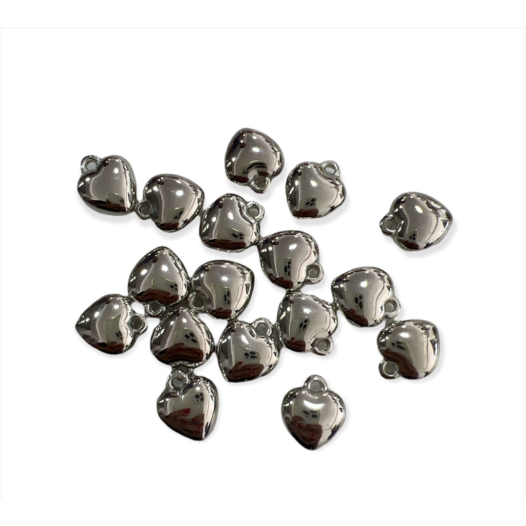 Pingente - Coração em ABS - Prata - 12x14mm - 10g