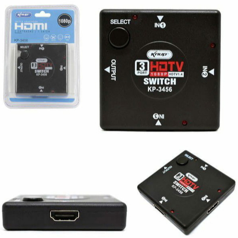 Switch HDMI Com Chaveador botão físico1080p