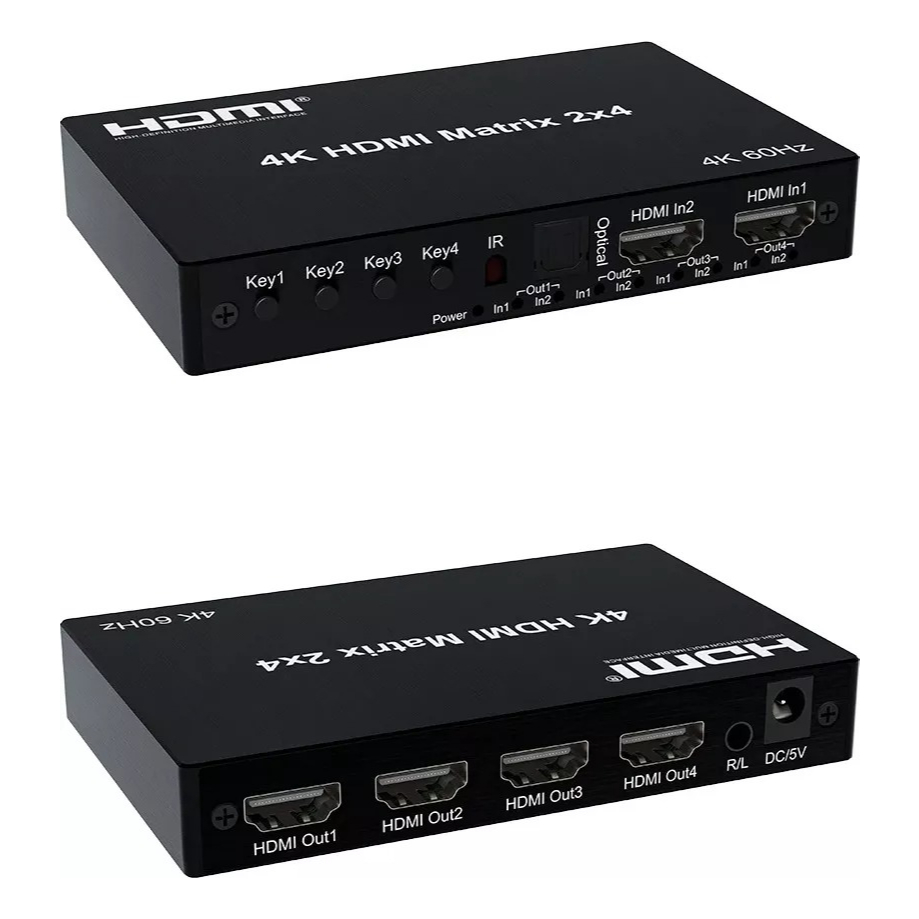 Switch Splitter Hdmi 2x4 Ultrahd 4k X 2k 3d Com Fonte/controle