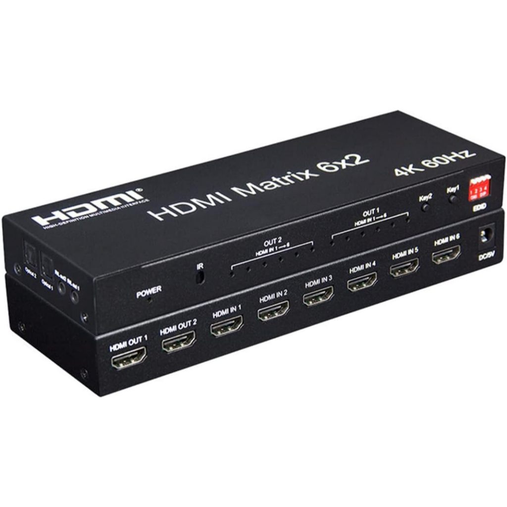 Matrix Hdmi 6x2 Switch Splitter 4k 60hz - Saida Optica /p2