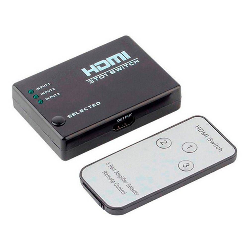 Adaptador Switch Hdmi 3x1 Full Hd C/ Controle Remoto