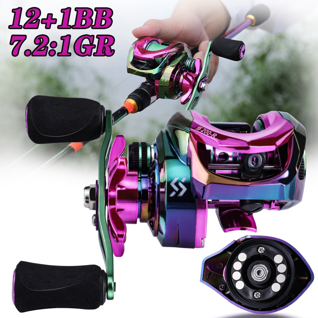 Sougayilang Carretel de pesca Carretel De Arremesso De Metal 12 + 1bb 10kg / 22lb Max Arraste Force Velocidade Ratio 7.2: 1 Carretilha De Pesca