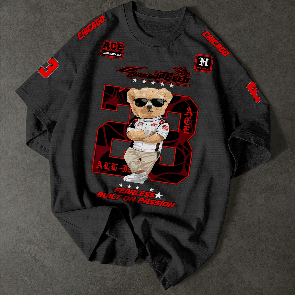 Camiseta Adulto e Infantil Ursinho Race Fearless Built On Passsion 23 FB Chicago