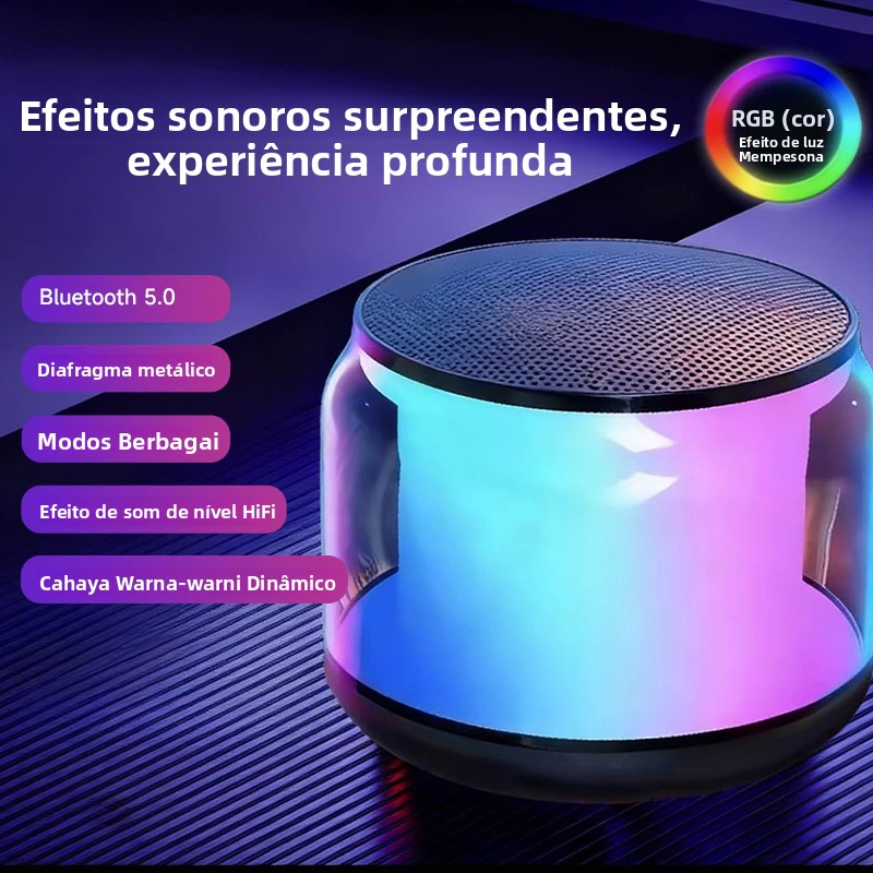 New Mini Bluetooth Speaker with Colorful RGB Light | HiFi Sound 360° | TWS Stereo | Portable for Home and Party