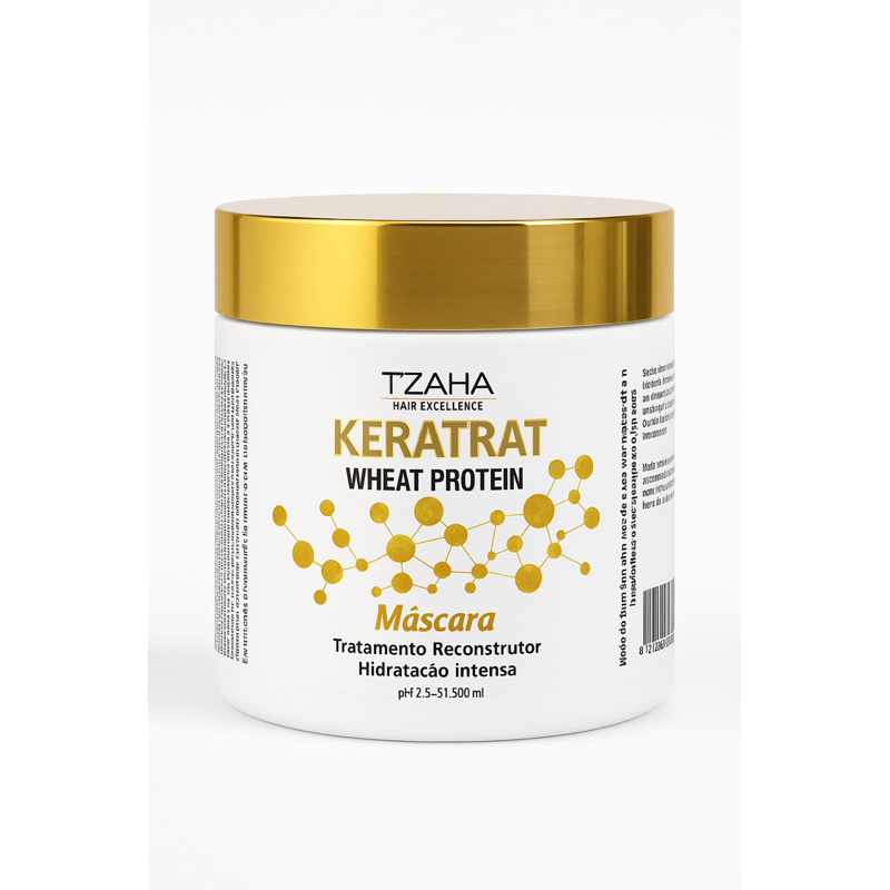 Máscara Keratrat Wheat Protein 500ml | Reconstrução, Emoliência e Maciez Profunda – Tzaha Profissional