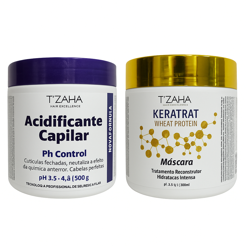 Reconstrutor Profissional Tzaha – Máscara Keratrat Wheat Protein + Acidificante Capilar pH