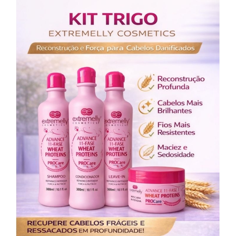 Kit Manutenção Trigo Wheat Proteins 11 Fases Extremelly Cosmetics