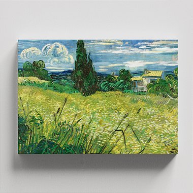 Quadro Canvas Green Wheat Field with Cypress Borda Infinita 60x90cm