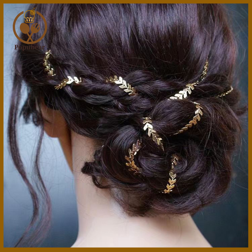 Hair Organizer Clip French Retro for Women Golden Wheat Design Bridal Chain Alloy Accessory Easy to Wear Elegant Decorat